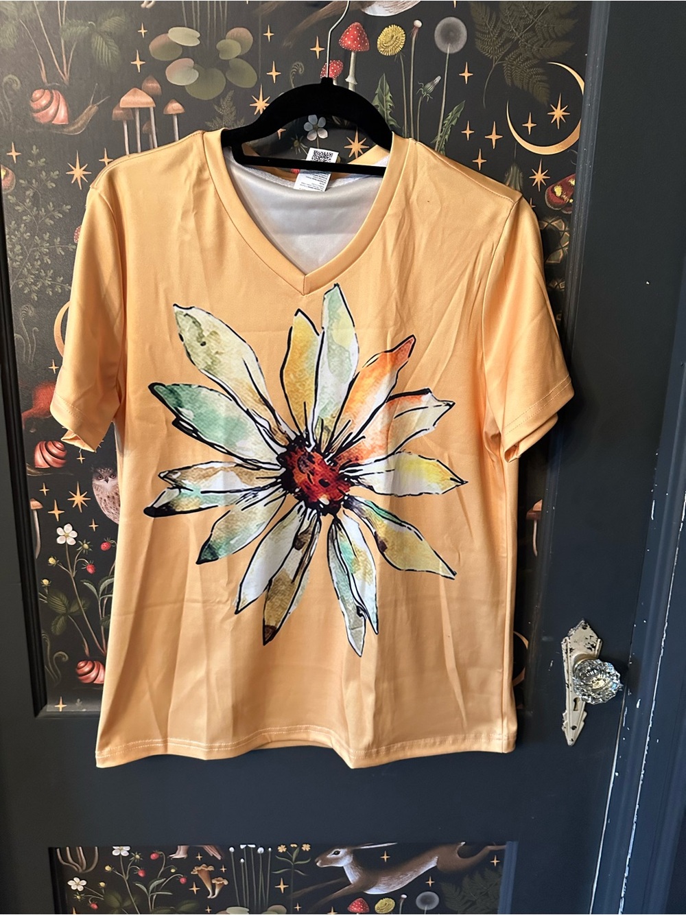 Women’s Yellow Floral V-Neck Top